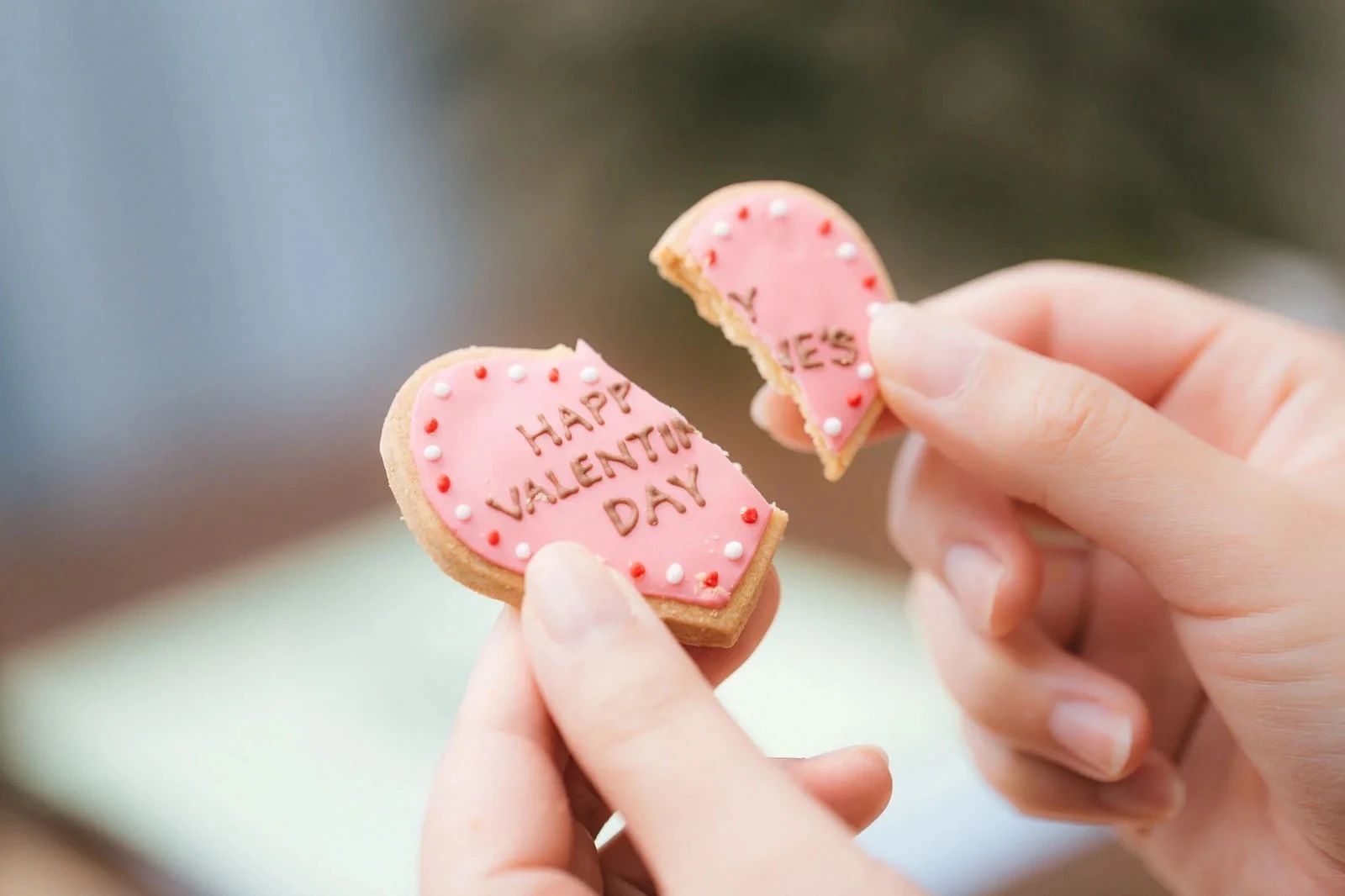 割れてしまったハート型のビスケット