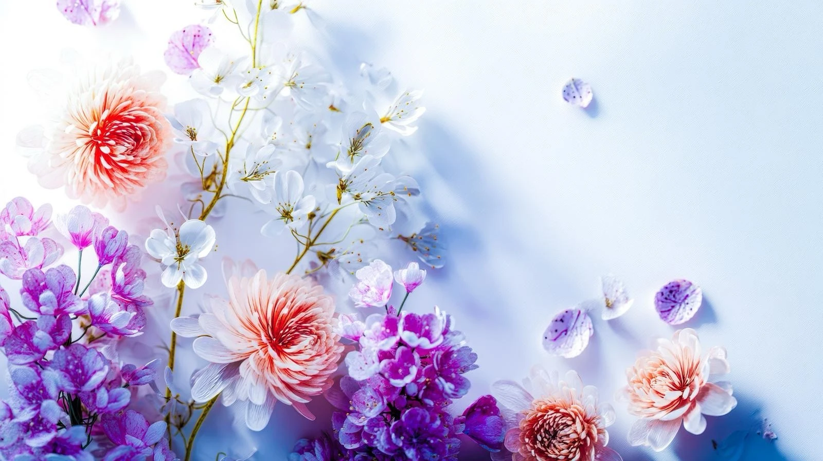 淡いオレンジと薄紫の花束